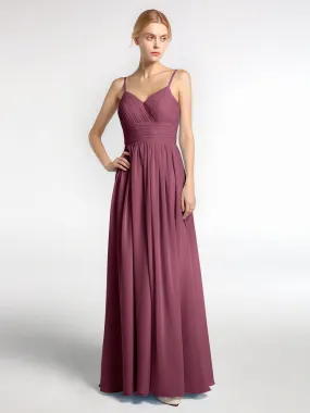 Bretelles Spaghetti Mousseline Maxi Robes Mûre
