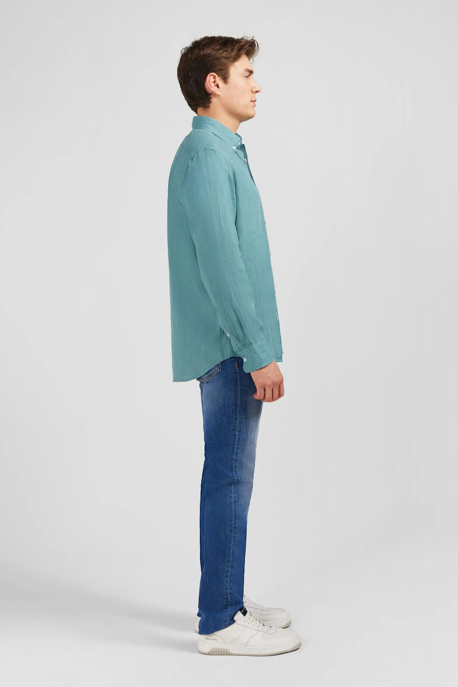 Chemise en lin verte