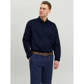 Chemise habillée Loose Fit Col chemise Manches longues Bleu Marine en coton Jack & Jones - Chemise Homme sur MenCorner
