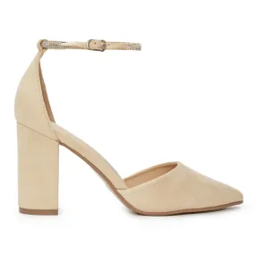 Escarpins à talons hauts en daim beige