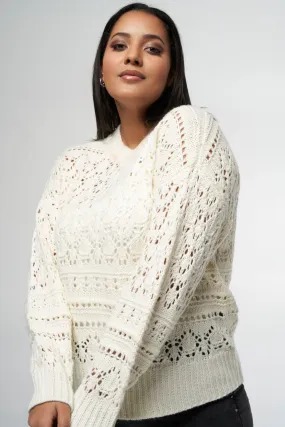 Femmes Pull en maille avec motif ajouré  crême | MS Mode