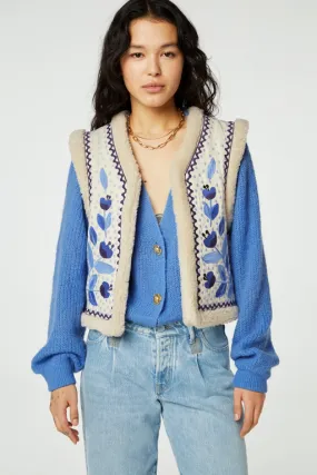Gilet Tommy - Bleu fleuri - FABIENNE CHAPOT