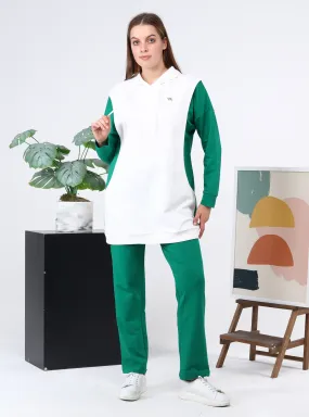 Green - Hooded collar - Tracksuit Set