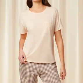 Haut De Pyjama T-shirt Avec Poche Beige Triumph  en coton | 3 Suisses