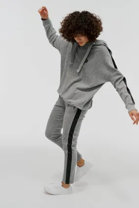 Hoodie Quantum Courage STRIPED LOOSE HOODIE Grey 001