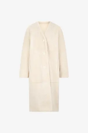 Manteau en peau lainée à col V Merinillo