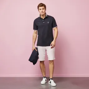 Navy blue cotton piqué polo