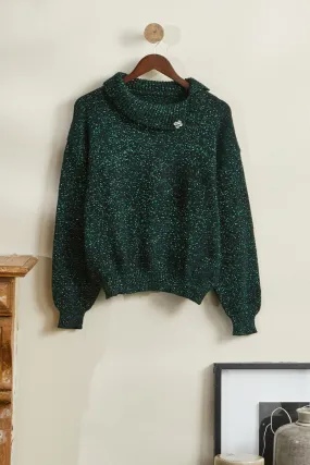 Pull en maille lurex vert