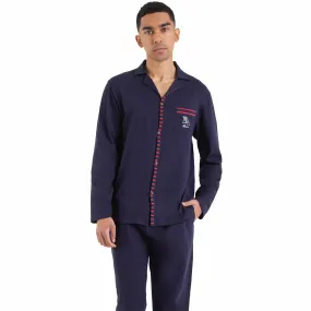 Pyjama long ouvert homme Rayures bleu en coton Athéna - Pyjama & Peignoir Homme sur MenCorner