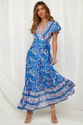 Robe Bohème Longue Chic Bleu