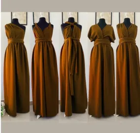 Robe invitée mariage marron cuivrée