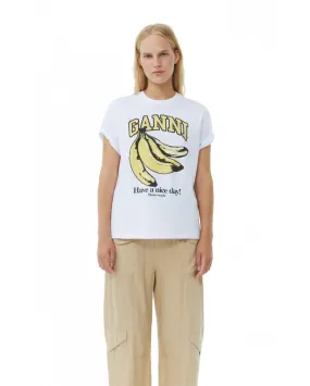 T-SHIRT RELAXED BANANA BRIGHT WHITE - Ganni | Chez Maman Rouen