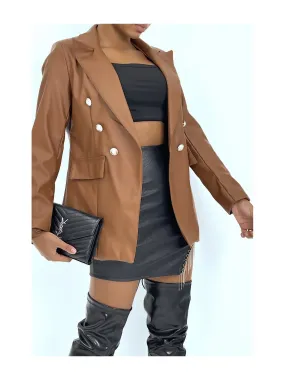 VeCCe blazer cognac en simili avec joli boutons