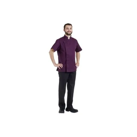 Veste de cuisine homme manches courtes pourpre - Rémi Confection