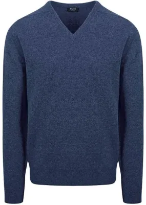 William Lockie Pull Laine D'Agneau Col-V Bleu Indigo 7092DF-