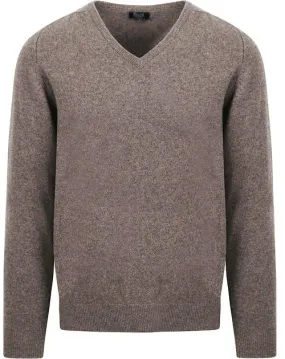 William Lockie Pull Laine d'Agneau Vole Marron Gris 7092DF-2